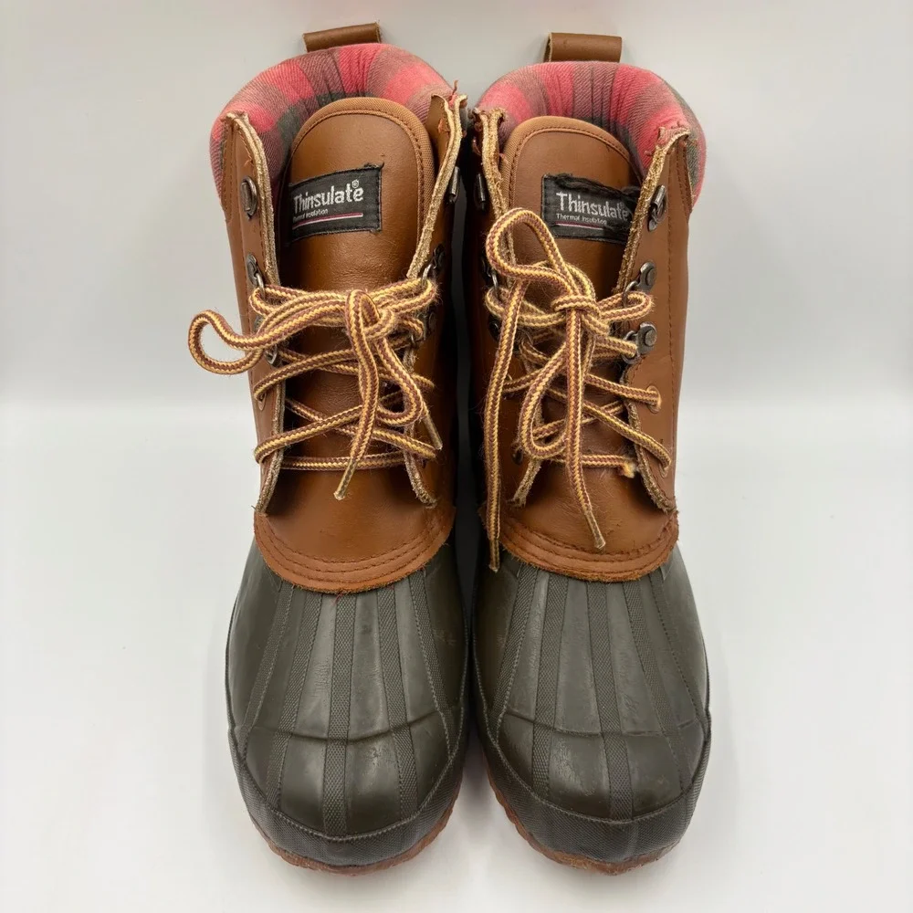 Rod &‎ Gun Duck Boots Mens Brown Green Thinsulate Plaid VTG Insulated Rain Snow